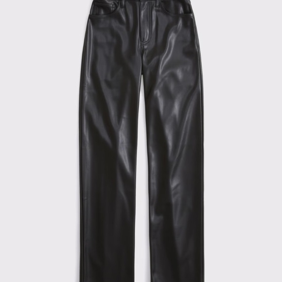 ABERCROMBIE & FITCH 90'S RELAXED VEGAN LEATHER CURVE LOVE PANTS 32 - Picture 9 of 9